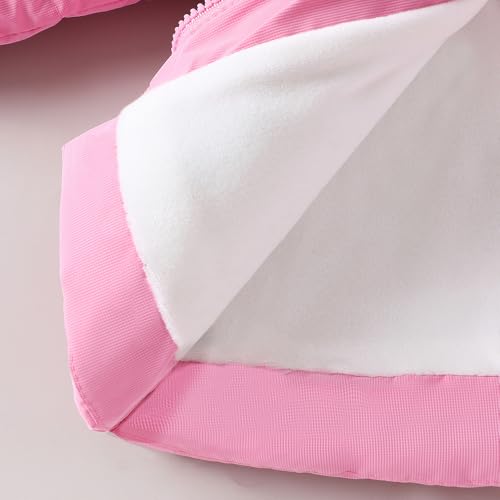 Hopscotch Girls Pink Full Sleeves 3D Bunny Applique Ruffled Long Coat For Age (4-5 Years)