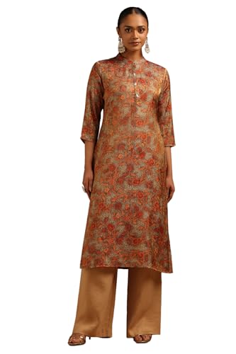 Soch Womens Rust Muslin Botanical Kurta