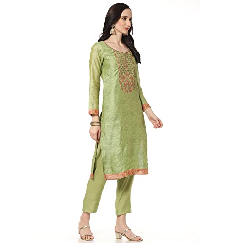 BIBA WOMEN FABRIC(RTS RC K1924A_GREEN_FREE)