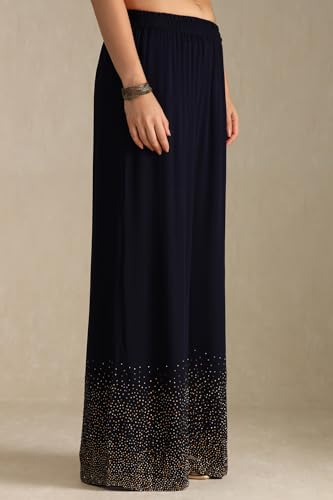Soch Womens Navy Blue Georgette Suit Set With Stone Work