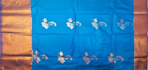 VFCollections Women's Traditional Handloom Kanchipuram Silk Pure Pattu Sarees | Rich Zari Woven Design | Unstitched Blouse (VFC519-4)
