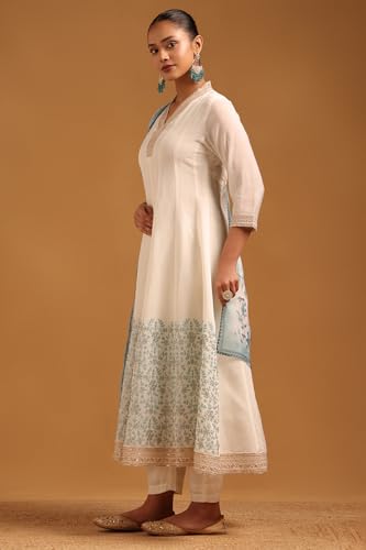 Soch Womens Off White Mul Chanderi Botanical Salwar Suit
