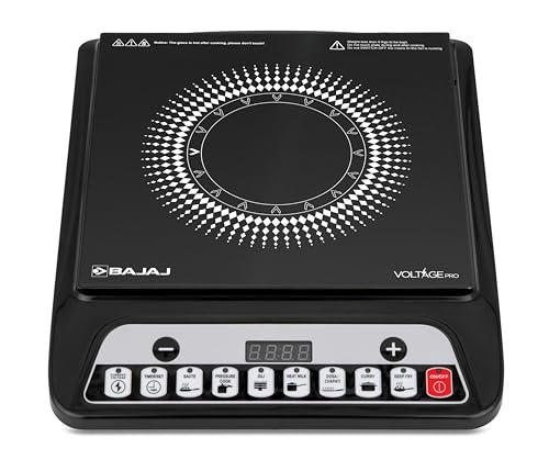Bajaj 140TS 1400 W Induction Cooktop | 7 Pre-Set Menus | Insect Protection | 1 Year Warranty 【Black】