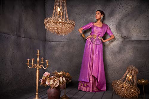Vardha Women's Kanchipuram Art Silk Saree with Unstitched Blouse Piece - Gold Zari Woven Work Sarees for Wedding (Aashni Silk_517)