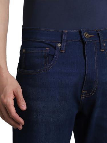Jack & Jones Men's Mid Rise Regular Jeans (12225293-Dark Blue Denim_Dark 34)
