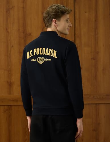 U.S.Polo Association Men's Brand Embroidered Varsity Theatre Zipper Sweatshirt (USSWS4346_Navy_M)