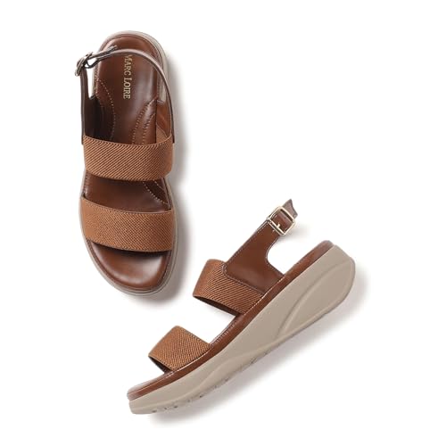 Marc Loire Women Smart Casual Platform Heel Fashion Sandal with Adjustable Strap (Brown, UK Footwear Size System, Adult, Women, Numeric, Medium, 5)