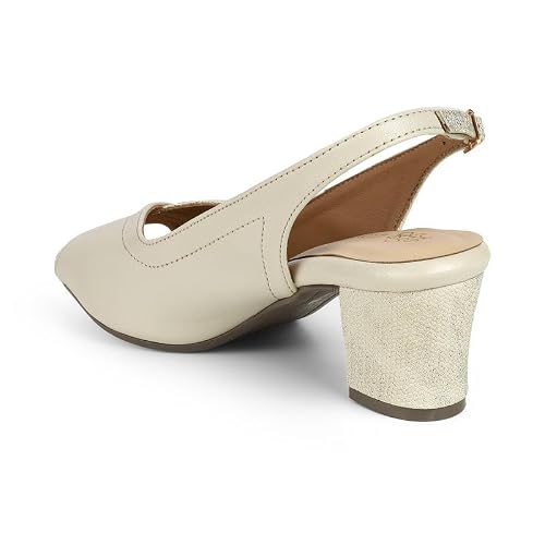 tresmode FLAR Cream Women's Dress Block Heel Sandals in Size 8 UK / 41 EU