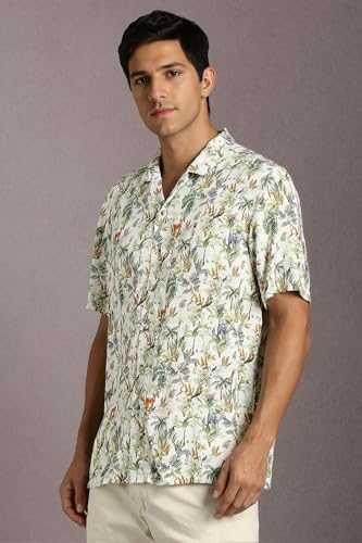 Louis Philippe Men Green Print Half Sleeves Casual Shirt