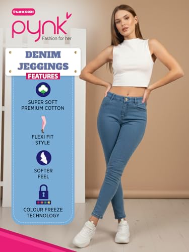 Lux Cozi PYNK Women's Denim Skinny Fit Jeggings_COZI_PYNK_Jeggings_LTBU_S_1PC