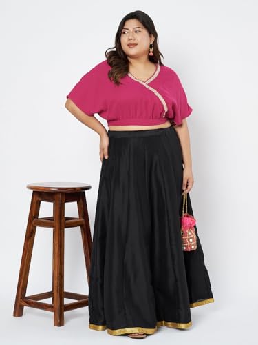 studio rasa Women's Plus Size Georgette Embellished Readymade Saree Blouses for Wedding Festive Party (TPWPC225BL14-3XL_Pink_3XL)