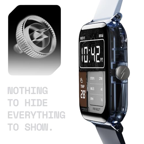 Fire-Boltt Ninja Phantom Smart Watch 1.83” Display, Transparent Clear Body Design, Bluetooth Calling, 120+ Sports Modes, Voice Assistant, AI Outfit Watch Face Smartwatch for Men & Women Stealth Navy