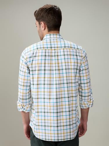 Raymond Men Regular Fit Checks Pattern Pure Cotton Button Down Collar Full Sleeve Casual Shirt Green