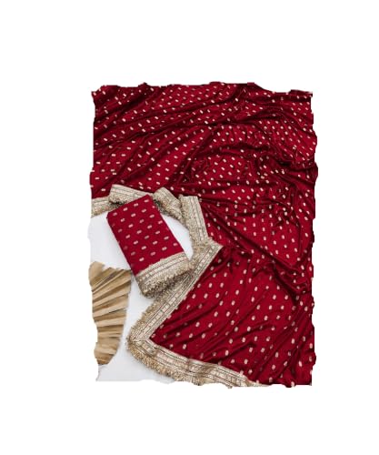 A To Z Cart Women's Malai Licraa Embellished Saree Bright Butti Maroon-FS