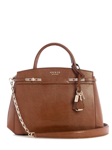 Guess Cognac Textured Magnet Melinda Triple Comp Satchel Bag