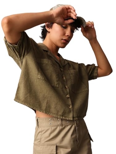 ONLY Women Boxy Olive Shirt