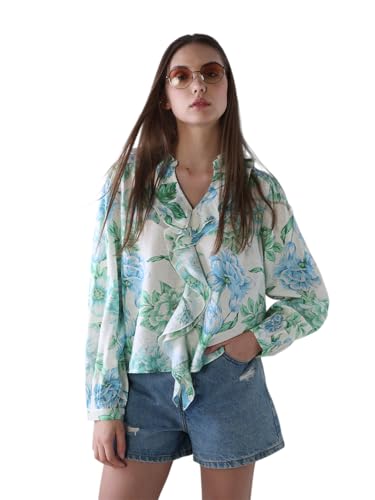 ONLY Women Floral Print Regular Fit Green Top