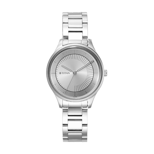 Titan Classique Plain 3 Hands Silver Round Dial Silver A1Stainless Steel Strap Women's Watch - 2649SM03