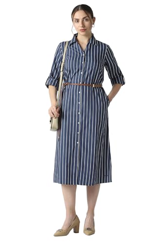 Women Navy Stripe Formal Dress