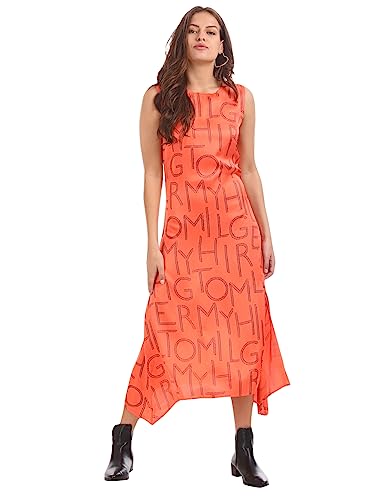 Tommy Hilfiger Women's Viscose Shift Below Knee Casual Dress (P0AWV147_Orange