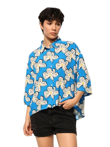 ONLY Women's Loose Fit Blue Shirt