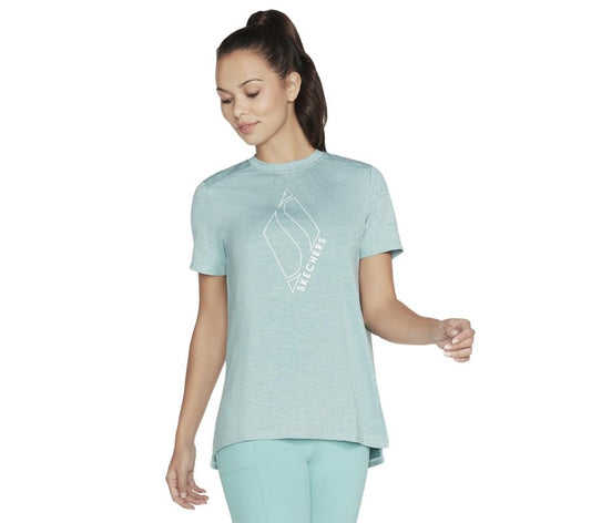 Skechers Women's Solid Relaxed Fit T-Shirt (W1TS327A-TURQ_Turquoise XS)