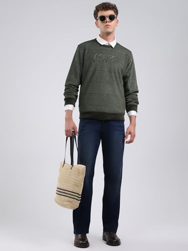 Monte Carlo Mens Regular Fit Printed Pull On Full Sleeve Winter Sweatshirt | Stylish Sweatshirt for Men |Comfortable Casual Winter Wear for Men's Olive XL (Pack of 1)