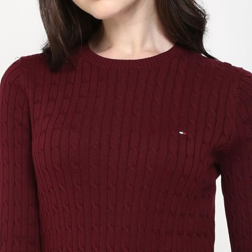 Tommy Hilfiger Women's Cotton Round Neck Sweater (S25HWSW032 Red