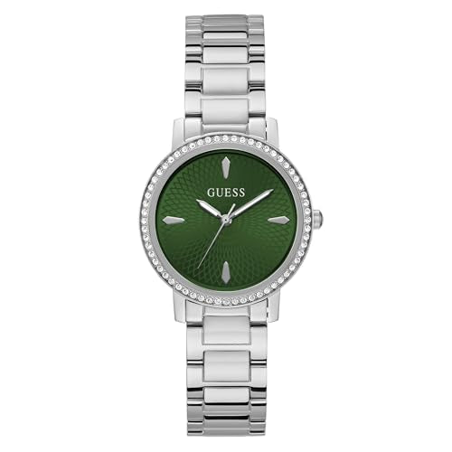 GUESS Stainless Steel Women 34 Mm Green Dial Analog Watch- U1405L1M, Band_Silver