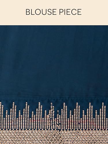 MOHEY Women's Satin Stone Work Saree(Teal Green)