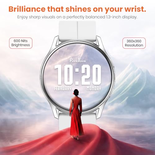PunnkFunnk Evo Vista Smartwatch for Men & Women | 1.43" AMOLED Full-Touch Round Display | Bluetooth Calling, 120+ Sports Modes, Heart Rate & SPO₂, IP68 Waterproof Smart Watch- (Magnetic White)