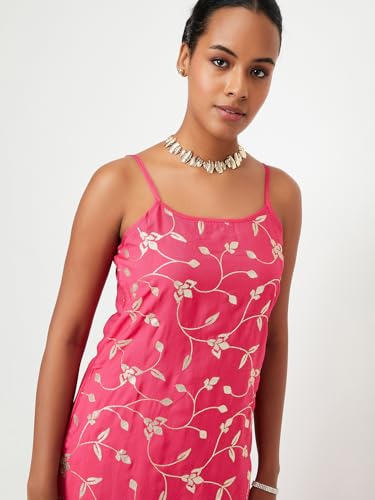Max Women Embellished Straight Kurta Set,Pink,M