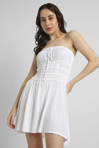 American Eagle Sunchaser Knit Strapless Smocked Bodice Mini Dress