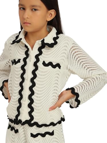 VERO MODA Girl's Self Design Regular Fit White Shirt