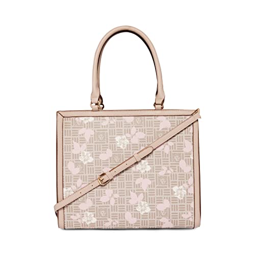 Anne Klein Medium Shopper Tote with Floral Overlay, Stone-Gardenia Multi/Stone, Stone-gardenia Multi / Stone