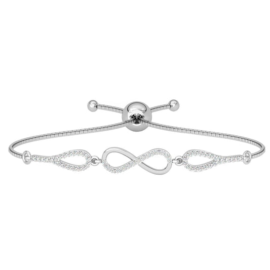 Clara 925 Pure Silver Stone Infinity Hand Bracelet | Adjustable, Anti Tarnish, Swiss Zirconia | Gift for Women and Girls