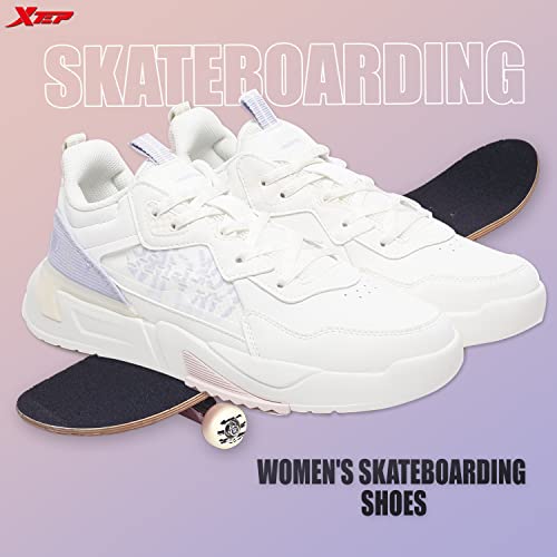 XTEP Women's White Blue Pink Synthetic Leather Multi Colour Skateboarding Shoes (2 UK)