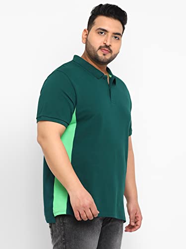 Urbano Plus Men's Green Colour-Block Regular Fit Half Sleeve Cotton Polo T-Shirt (pluspolocbp-015-grnmnt)