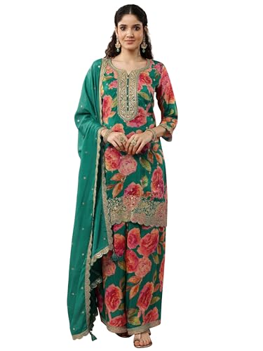 Libas Printed Silk blend Straight-fit Kurta Set for Women (51825XL)