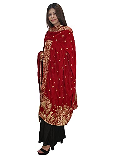 Matelco Womens Velvet Embroidered Dupatta