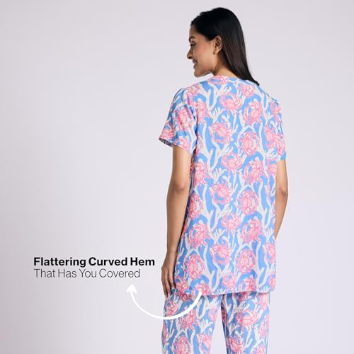 NYKD by Nykaa Breezy Rayon Pyjama Coord Set with Flattering High Low Hem Top Nys933