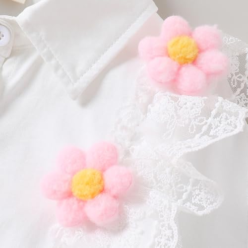 Hopscotch Girls Full Sleeves White 2-Pc Floral Applique Shorts Set For Age (3-4 Years)