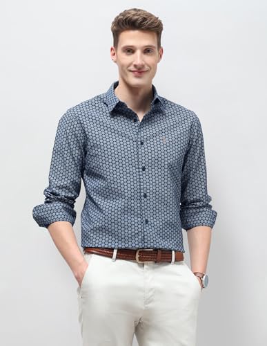 U.S.Polo Association Men's Geometric Printed Oxford Shirt (USSHTP1235_Navy_42)