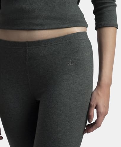 Jockey 2544 Women's Super Combed Cotton Rich Brushed Fabric Thermal Leggings with StayWarm Technology_Charcoal Melange_M