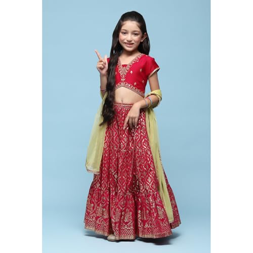 BIBA GIRL PRINTED SHORT_KURTA KID(KW5610_FUSCHIA PINK_3)