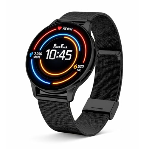 PunnkFunnk Evo Vista Smartwatch for Men & Women | 1.43" AMOLED Full-Touch Round Display | Bluetooth Calling, 120+ Sports Modes, Heart Rate & SPO₂, IP68 Waterproof Smart Watch- (Chain Black)