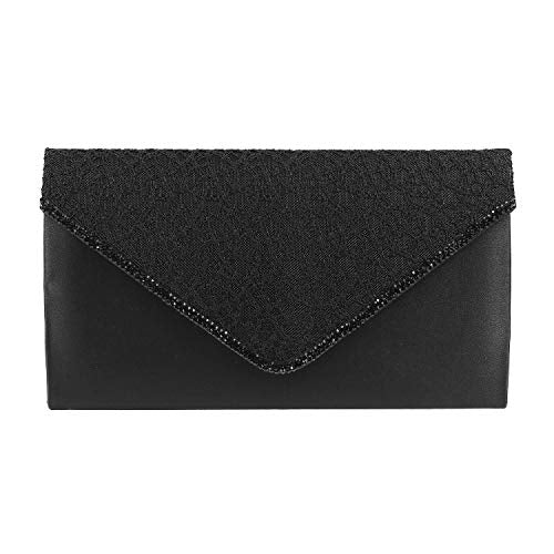 Mochi Womens Synthetic Black Envelope Clutch (One Size)