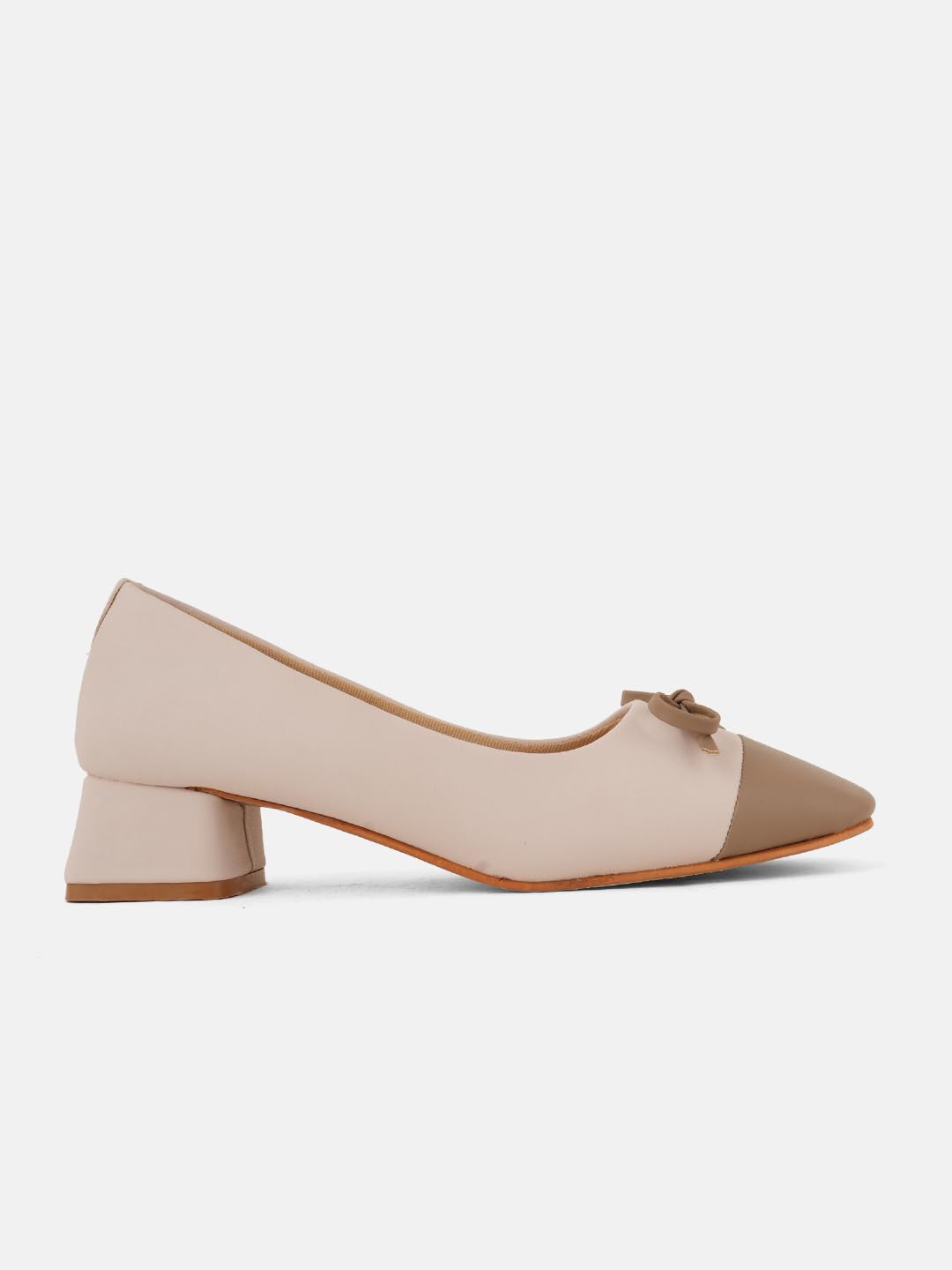 Drop BoldCream Colourblocked Square Toe Block Heel Sandals For Women & Girls