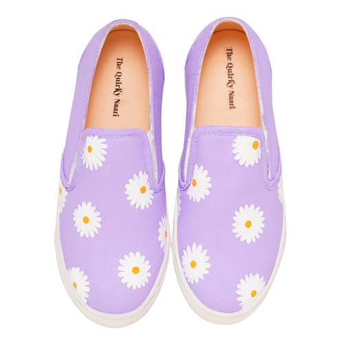 THE QUIRKY NAARI Hello Daisy Slipons with A Beautiful Lavender Design | Purple