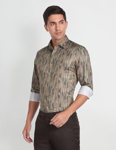 Arrow Men's Phulkari Regular Fit Shirt (ARAFSH0900_Olive